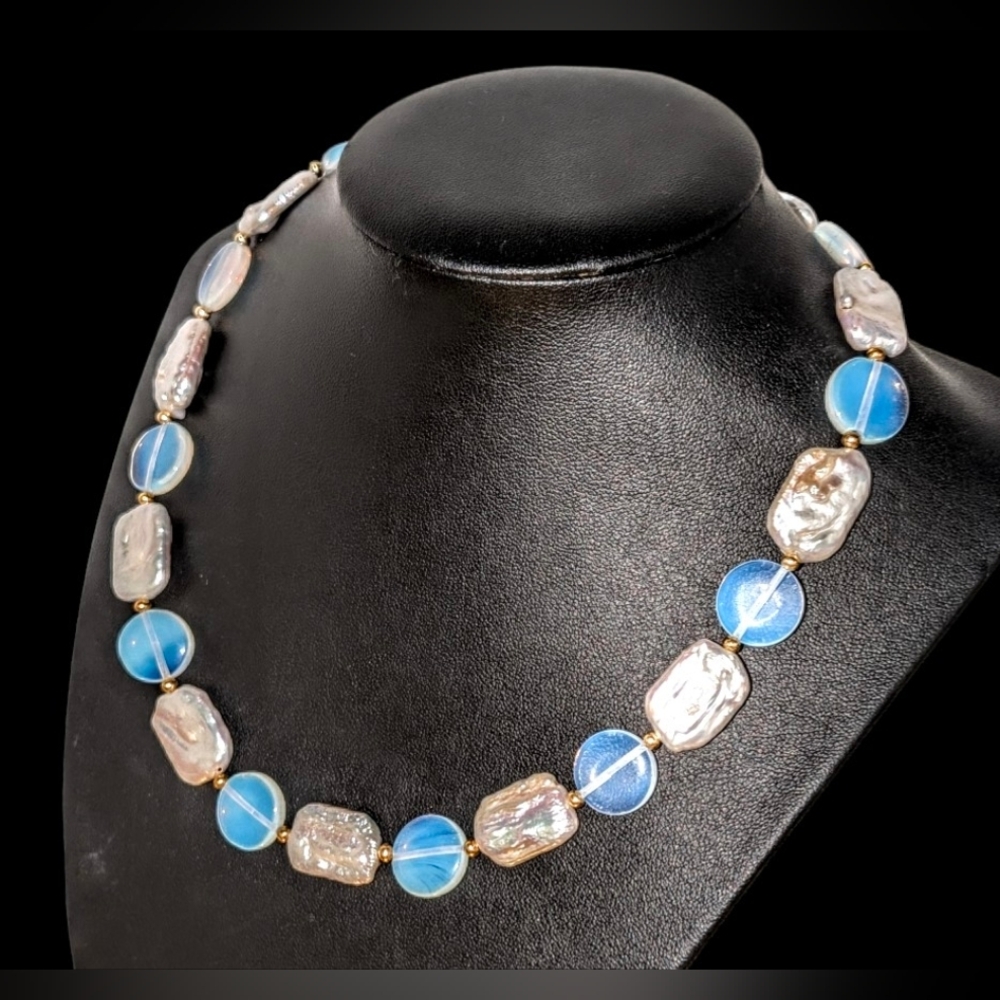 Handmade Opal and Pearl Stones Necklace - Picture 11 of 11